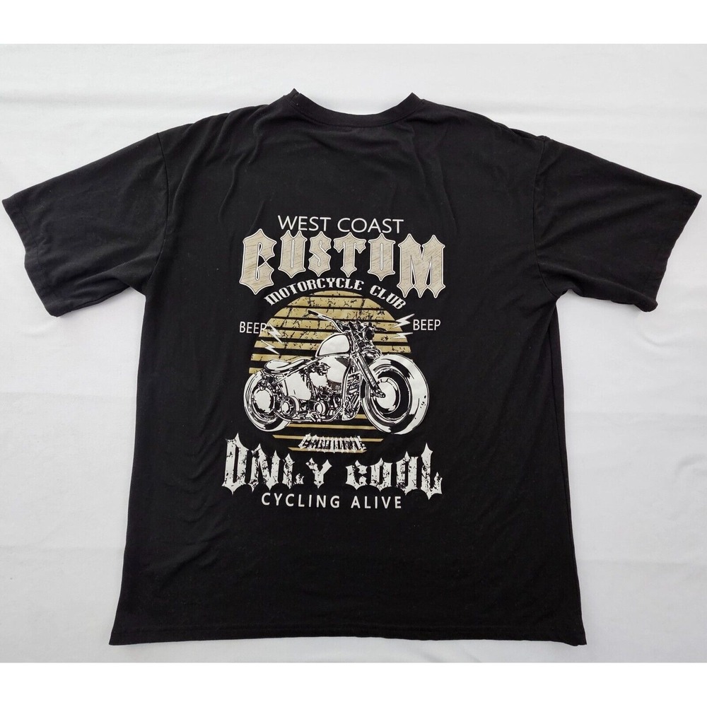 West Coast Custom Motorcycle Club Black Short Sleeve T-Shirt Men's 2XL